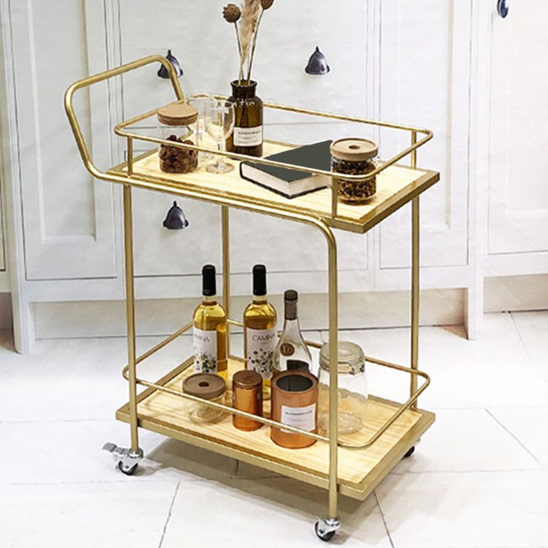 Modern Home Dining Prep Table 23.6"L Open Storage Rectangular Rolling Prep Table