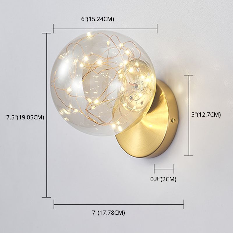 Transparent Glass Orb Mini Wall Lamp Nordic Style Creative LED Light Strings Bedside Light