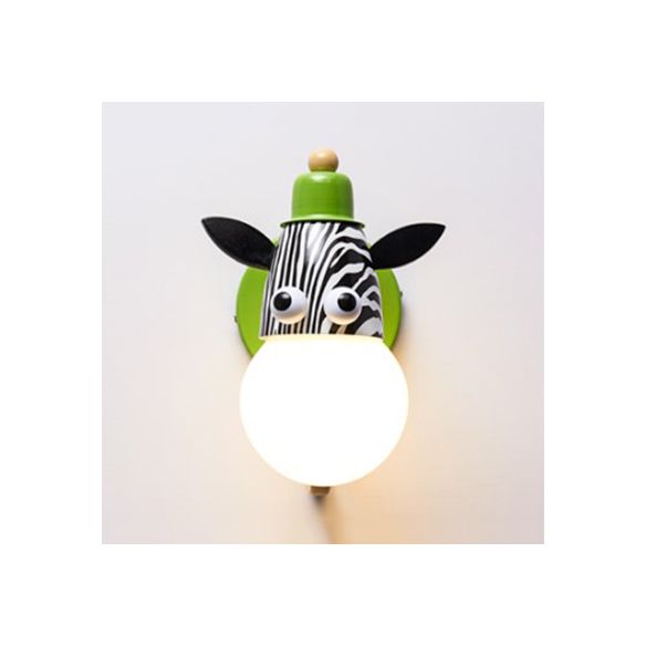 Dierenhoofd kleuterschool muur licht metaal metalen licht moderne schattige sconce lamp in groen