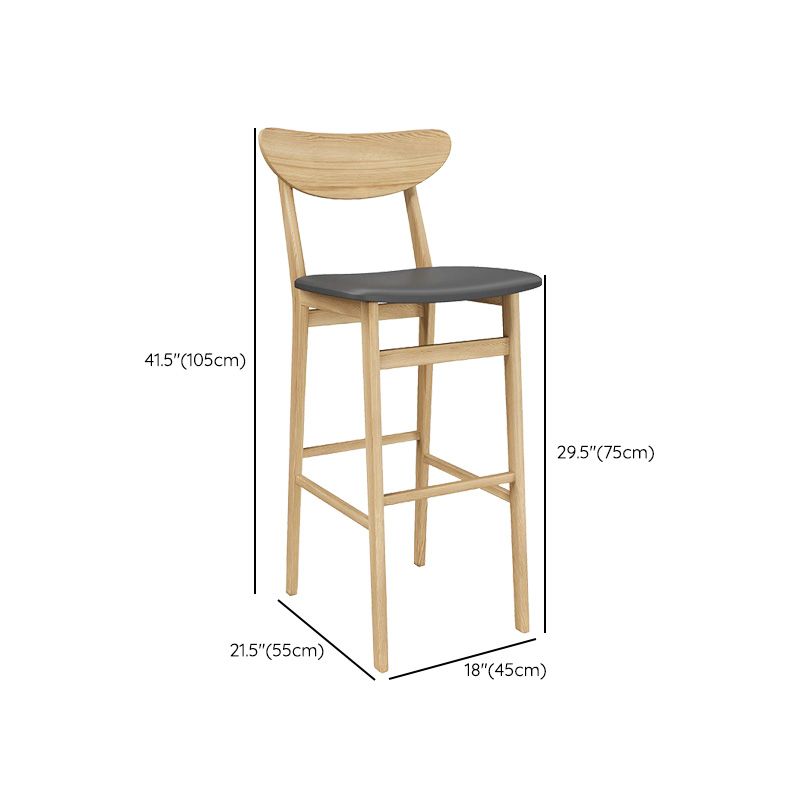 Industrial Wooden Counter Height Stools Armless Bar Stool with Cushion