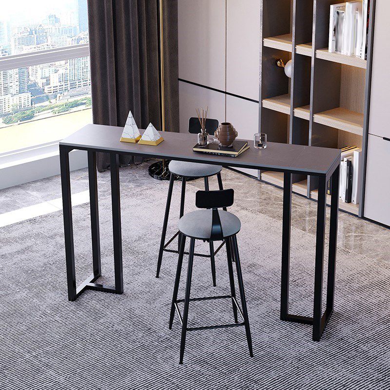 Modern 1/3/4/5 Pieces Bar Table Set Rectangle Stone Counter Table with Stools for Balcony