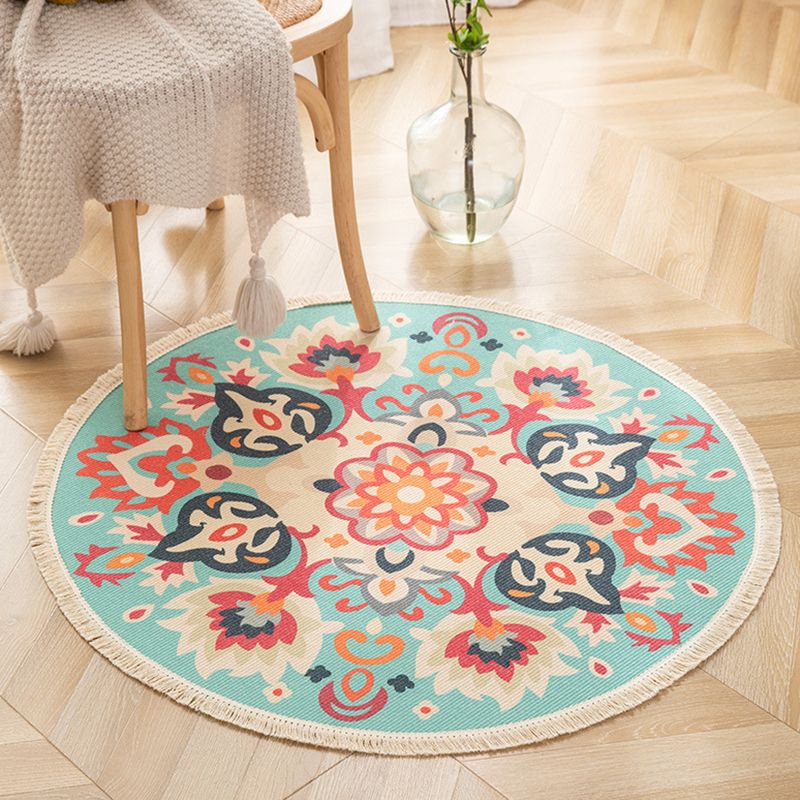 Runder Funky Teppich Americana Muster Fläche Teppich Baumwollmischung Fringe Indoor Teppich für Wohnzimmer