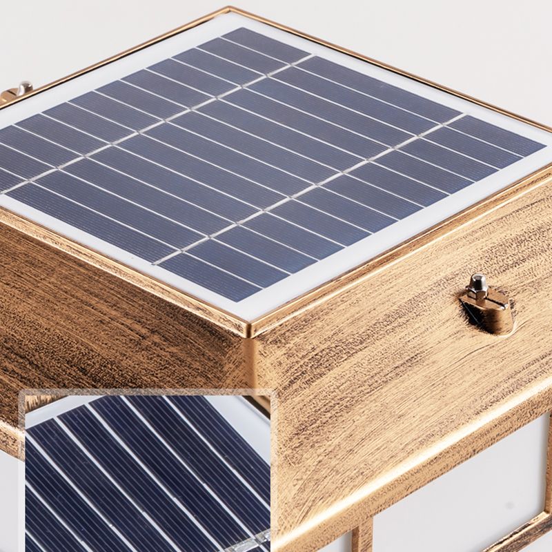 Rectangle Shape Metal Outdoor Light Modern Style 1-Light Solar Pillar Lamp