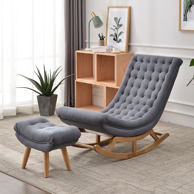 Solid Wood Leisure Recliner Rocking Chair Upholstered Lounge Lazy Sofa Chair