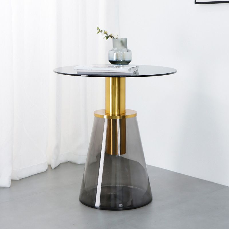 25.2" Tall Contemporary Style Side End Table Glass Pedestal Round Sofa Side Accent Table