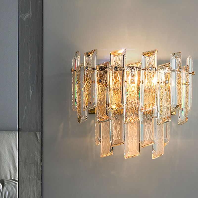 Geometric Shape Crystal Wall Sconces Modern Wall Mount Light in Gold