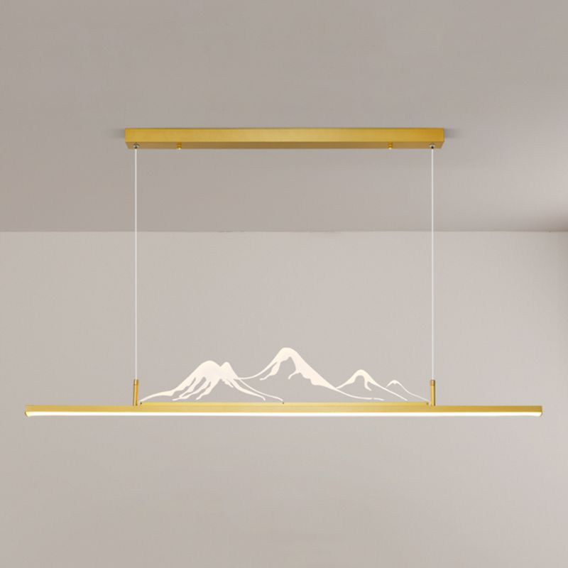 Chinese Modern Aluminum Chandelier Lamp Linear LED Island Pendant for Tea Room