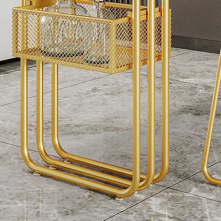 Glam Style 1/3 Pieces Bar Table Set Rectangle Stone Counter Table with Stools for Cafe