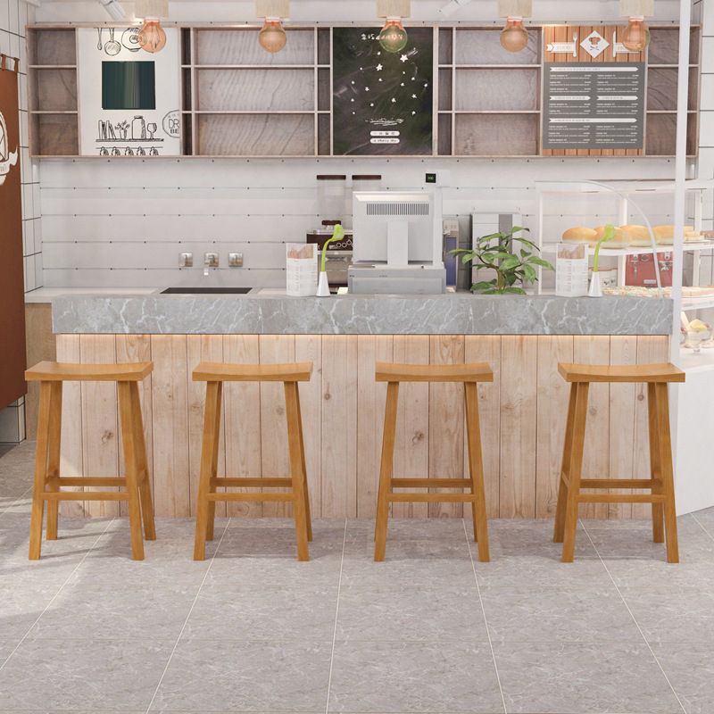 Coffee Shop Simple Wood Barstool Indoor Wood 4 Legs Bar Stool with Pedal