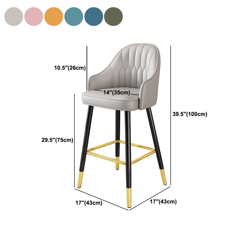 Glam Metal Stool PU Leather Barstools in Matte Finish for Indoor
