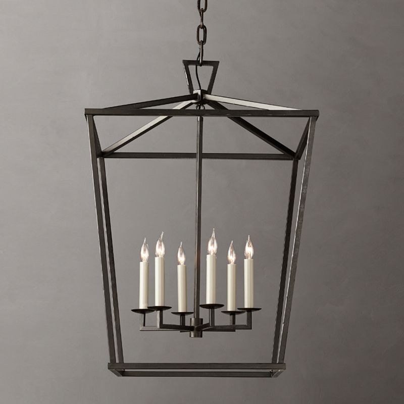 Industrial Cage Shade Chandelier Multi Light Hanging Light for Living Room