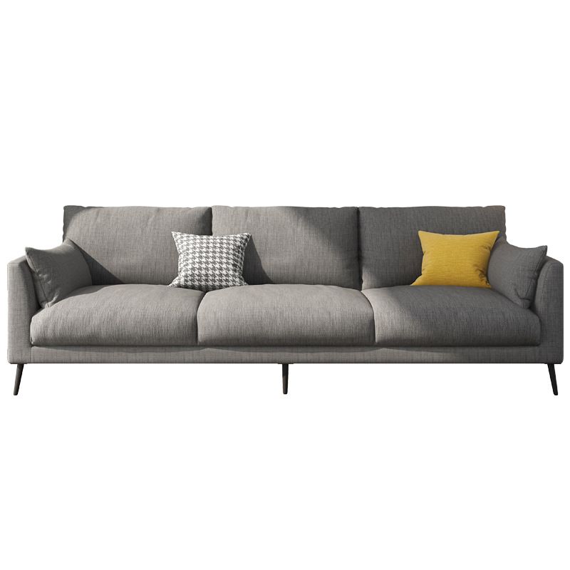 Standard Square Arm Loveseat Loose Back Fabric and Faux Leather Setee in Gray