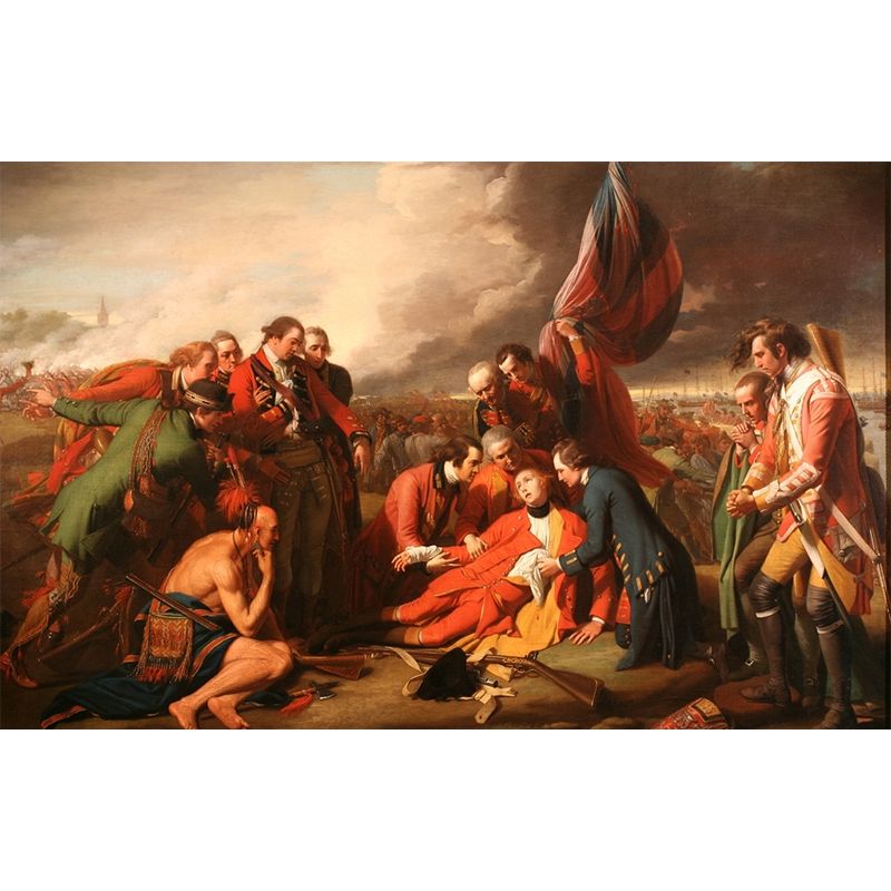 Custom Size Illustration Vintage Murals with The Death of General Wolfe Pattern in Red Brown
