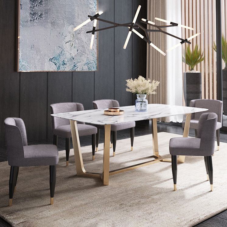 1/2/5/6 Pcs Dining Room Table and Chair Set Sintered Stone Dining Room Set