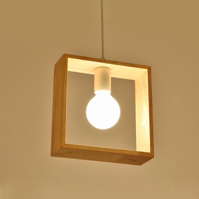 Geometric Pendant Lighting Fixture Modern Wooden Hanging Ceiling Light for Dinning Room