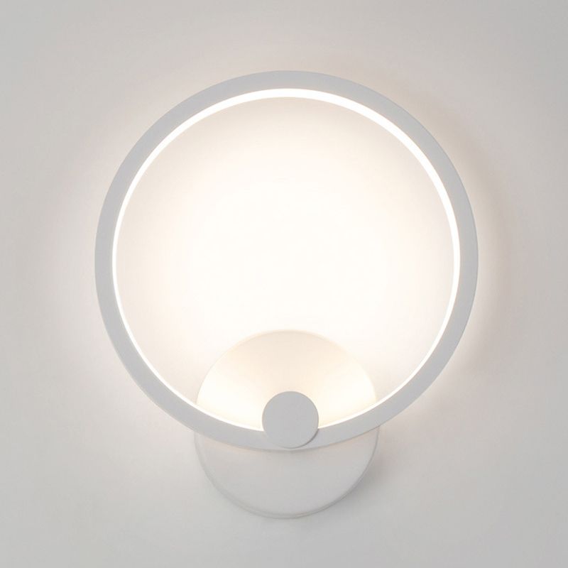 Round Shape Wall Lamp Modern Style Acrylic 1 Light Sconce in White