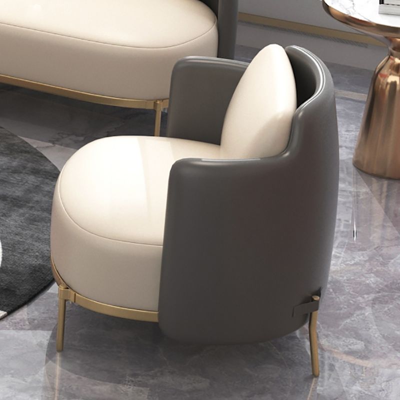 Tuxedo Arm Standard Sofa Leather and Iron Seating in Beige for Bonus Room