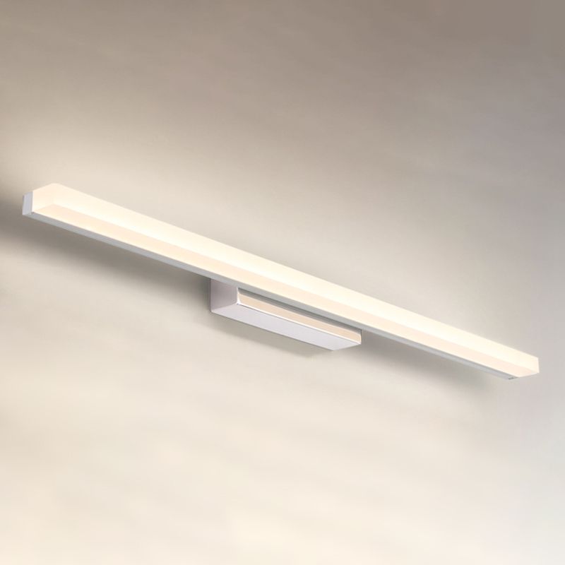 Linear Shape Vanity Light Modern Metal 1 Light LED Mirror Light for Bathroom in Silver