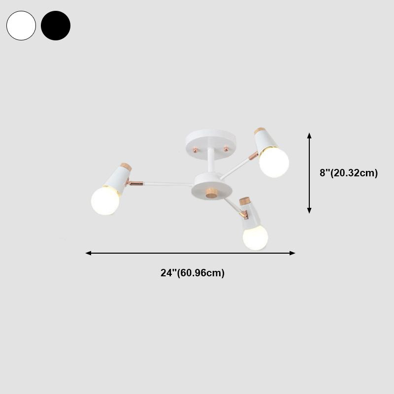 Industrial Multi-Light Ceiling Light Wrought Iron Semi Flush Mount for Living Room
