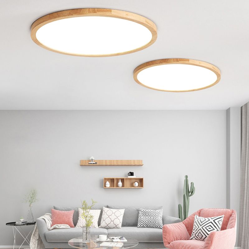 Legno Rotondo Flush Light Light Modern Single Light Flush Massimale Light Fixtures in Brown