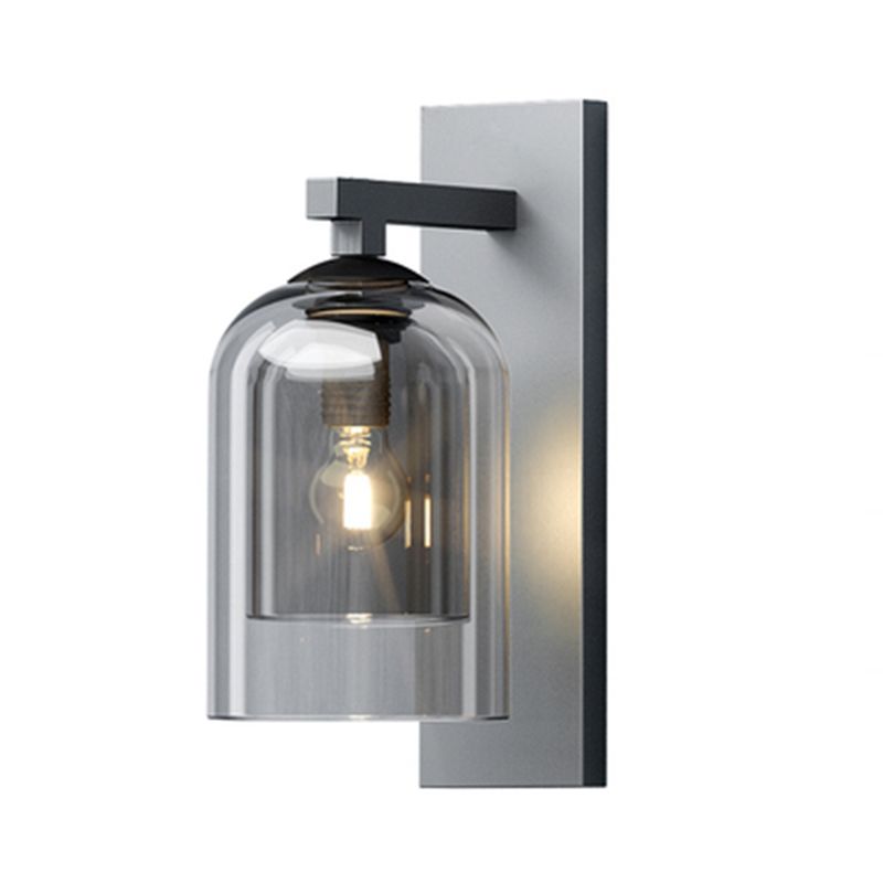 Glass Black Wall Lamp in Modern Concise Style Wrought Iron Bell Wall Light for Bedroom