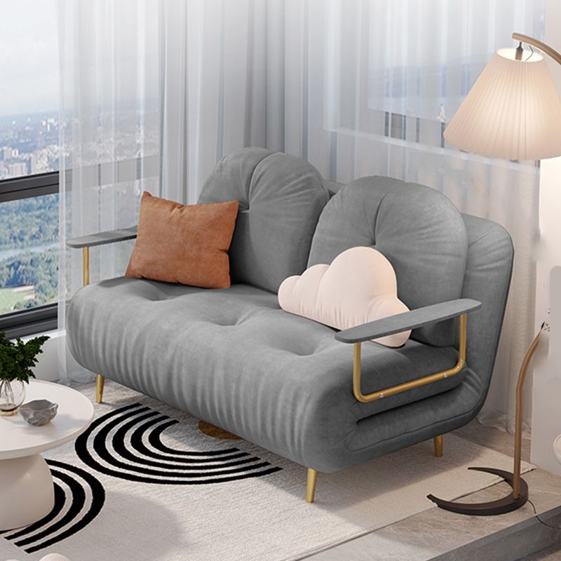 Tufted Glam Convertible Sofa Full/Queen-size Upholstered Loveseat with 2 Pillows