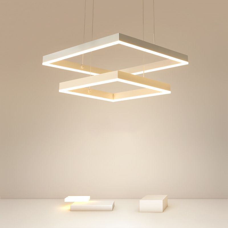 Aluminium weiße Kronleuchter Licht Geometrische LED einfache Kronleuchterlampe für Schlafzimmer