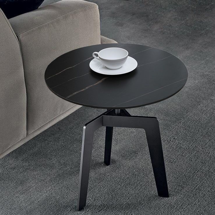 21.65" /23.62" Tall Steel 3 Legs End Table Modern Round Slate Top Side Table