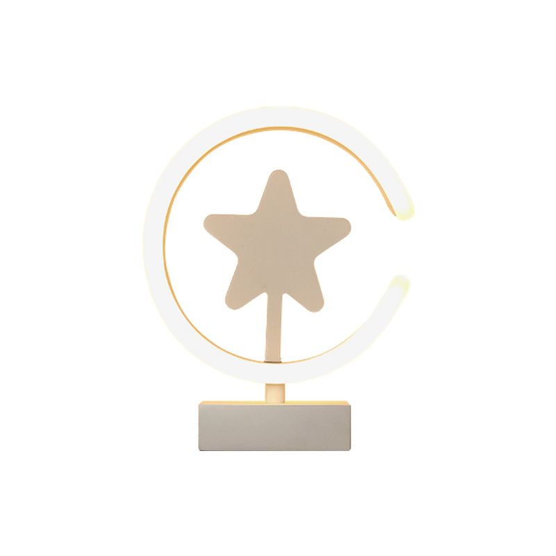 Wit/gouden cirkel spoelmontageswandwandeling met sterrenpatroon cartoon acryl LED -wandverlichting, warm/wit licht