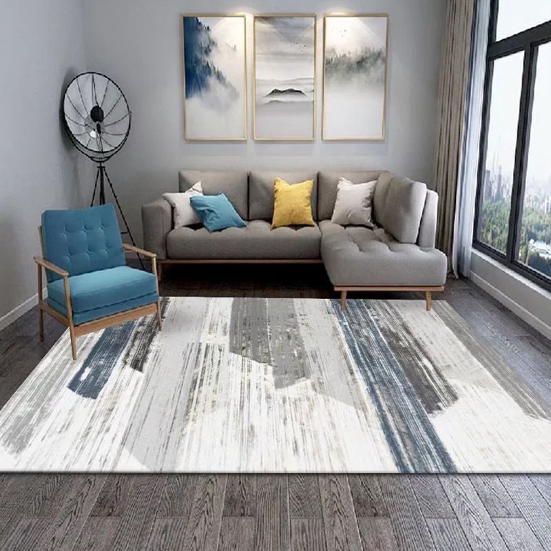 Gray Modern Carpet Polyester Striped Carpet Washable Area Carpet for Living Room