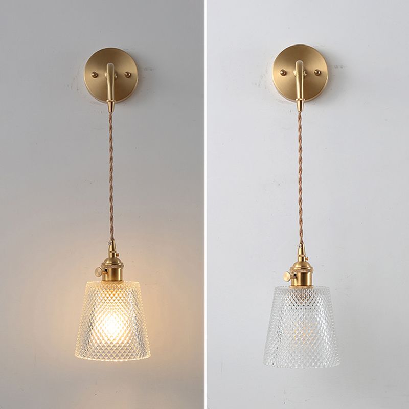 Luci di applique a testa singola con sfumatura in vetro limpido Stile semplicità muro appeso