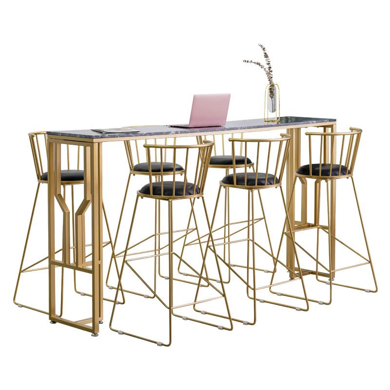 Glam Bar-height Table with Gold Legs and Metal Base Bar Table