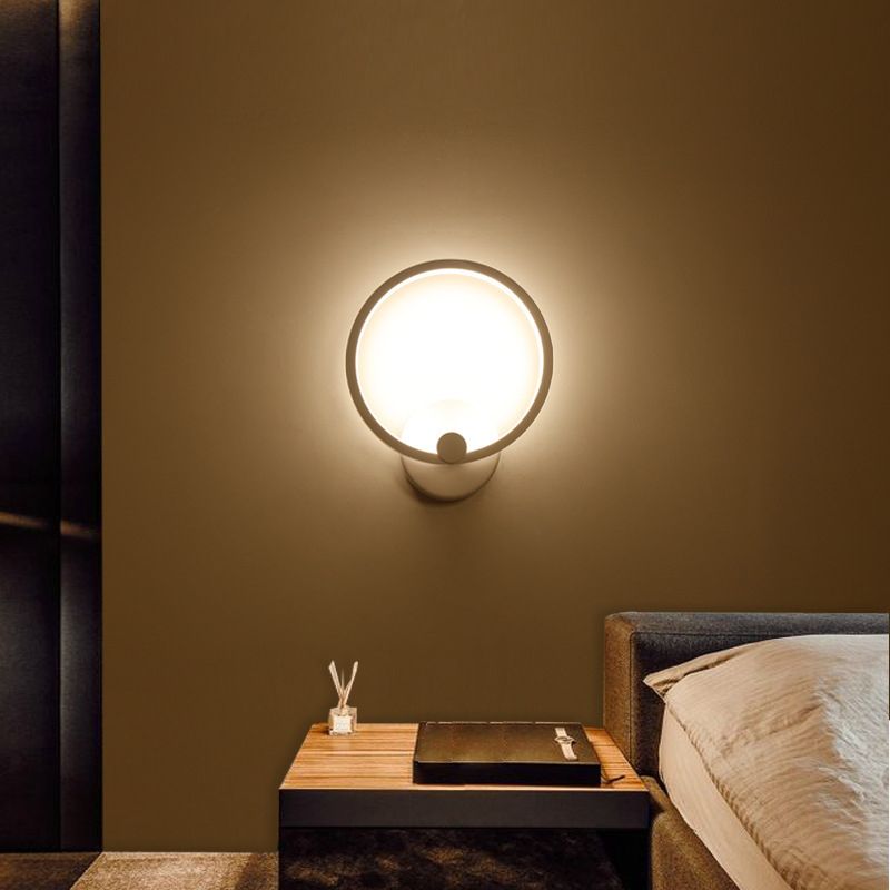 Round Shape Wall Lamp Modern Style Acrylic 1 Light Sconce in White
