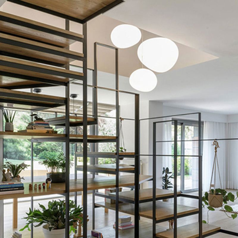 Nordique pavé pavé en verre blanc lampe à la suspension de la salle à manger 1