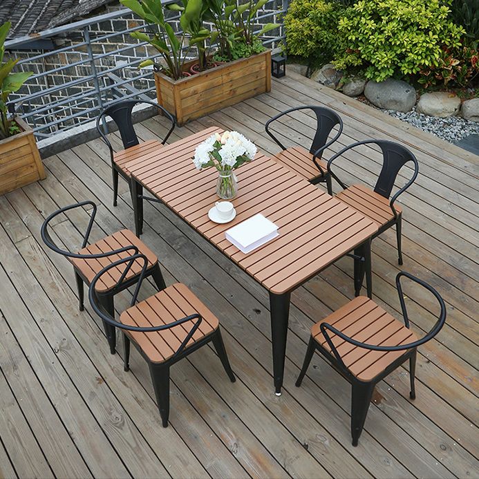 Industrial 1/5/7 Pieces Metal Dining Set Reclaimed Wood Dining Table Set for Outdoor