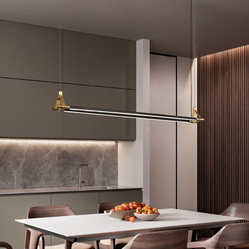 Modern Black/Golden 2-Light Kitchen Island Lighting Metal Island Pendant Lighting