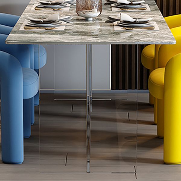 Sintered Stone Dining Table Modern Rectangle Dining Table with Acrylic Base for Home