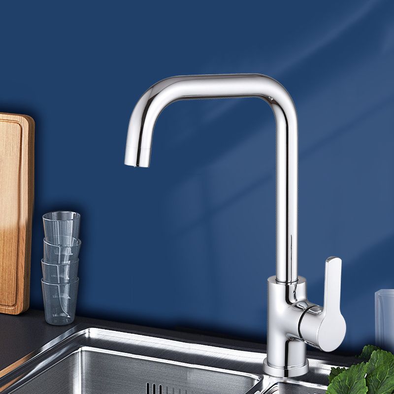 Contemporary Faucet Copper Single Handle High Arc Faucet for Kitchen