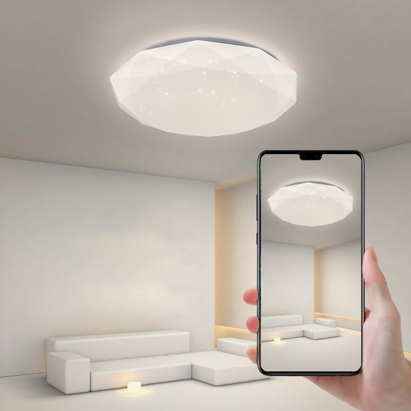 Modern Style Geometry Ceiling Light Metal 1 Light Ceiling Lamp for Bedroom in White