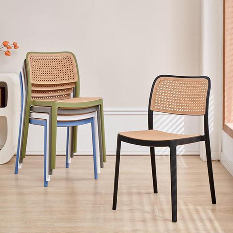 Plastic Patio Dining Side Chair Indoor Armless Open Back Chair