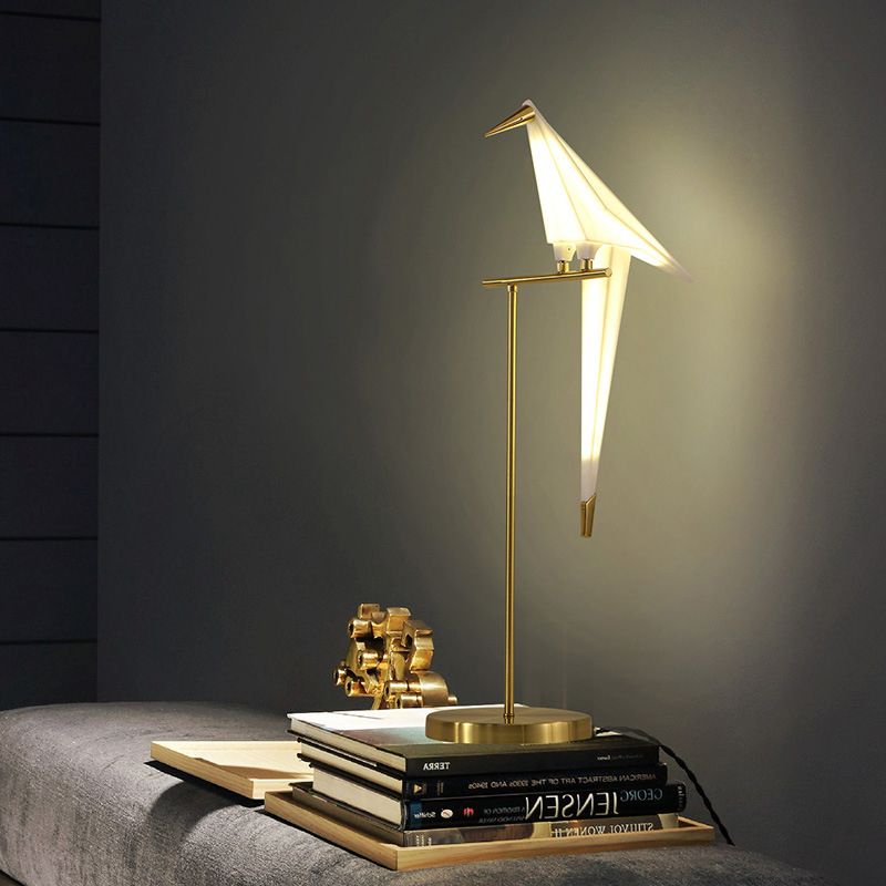 Designer Paper-Crane Acrilico Night Lamp Lamp LED LED Lighting With Gold Stipper per il letto