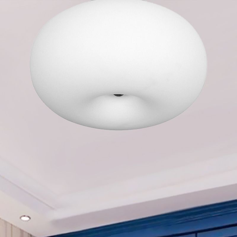 11"/15"/18" Wide Oblong Ceiling Flush Mount Light Modernist 1 Head White Flush Mount Lamp with Glass Lampshade for Balcony