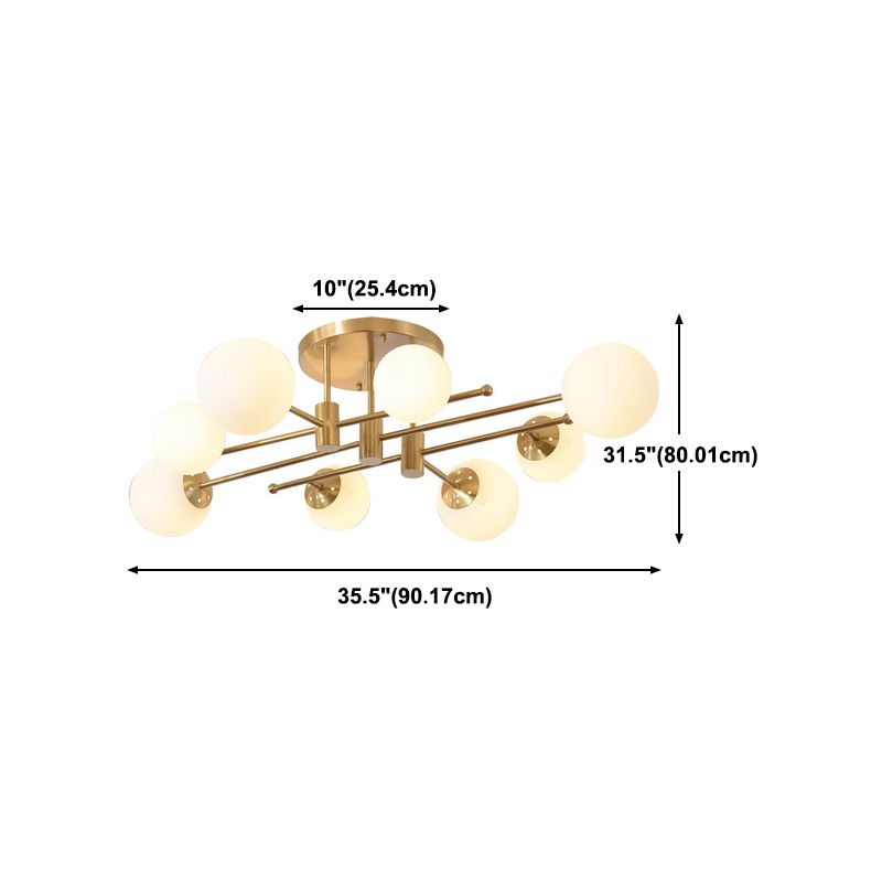 Glass Sputnik Shape Flush Ceiling Light Modern Multi Lights Flush Light Fixtures in Gold