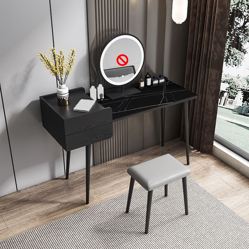 2 Storage Drawers Stone Top Vanity Table, 39.37"/47.24" W Make-up Vanity Set