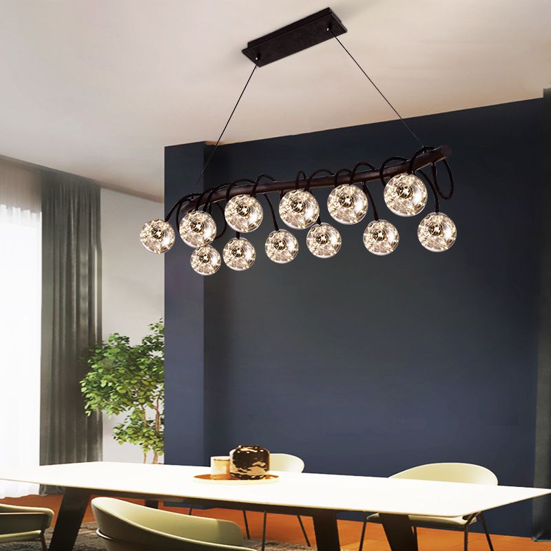 Nordic Style Glass Orb LED Island Light Creative Light String Design Coffee Shop Hanging Light