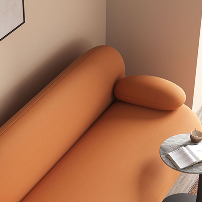 Pillow Top Arm Sofa Modern Faux Leather Sofa with Tight Back in Orange