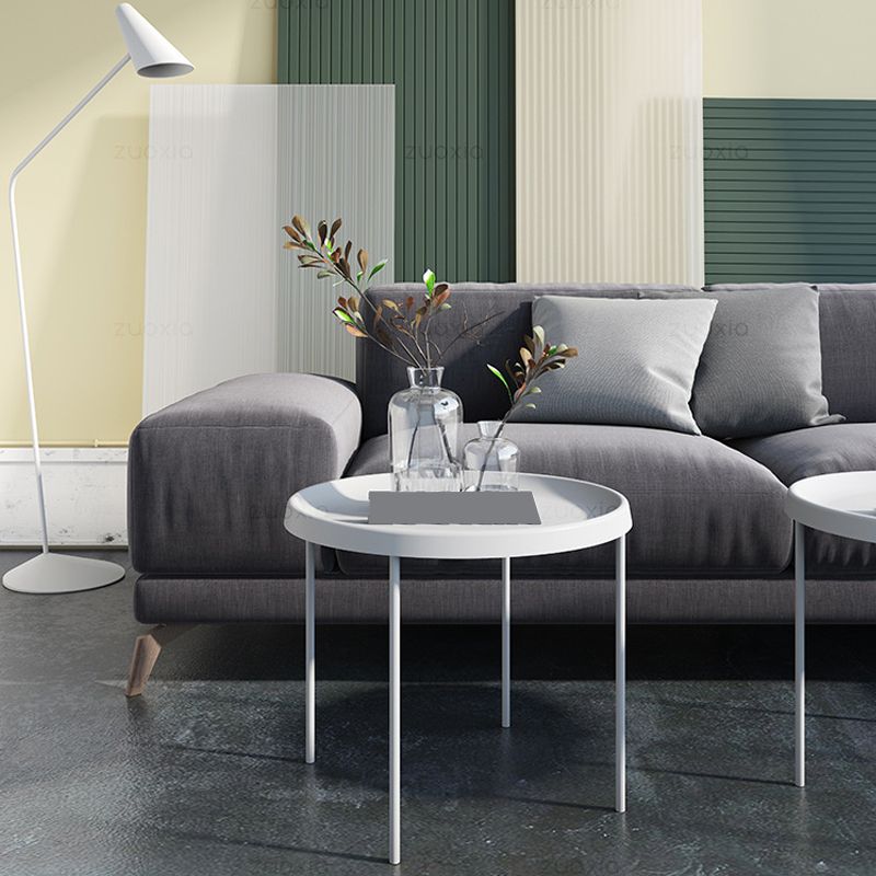 Mid-century Modern Steel Round Tray Top Coffee Table 4 Legs Cocktail Table