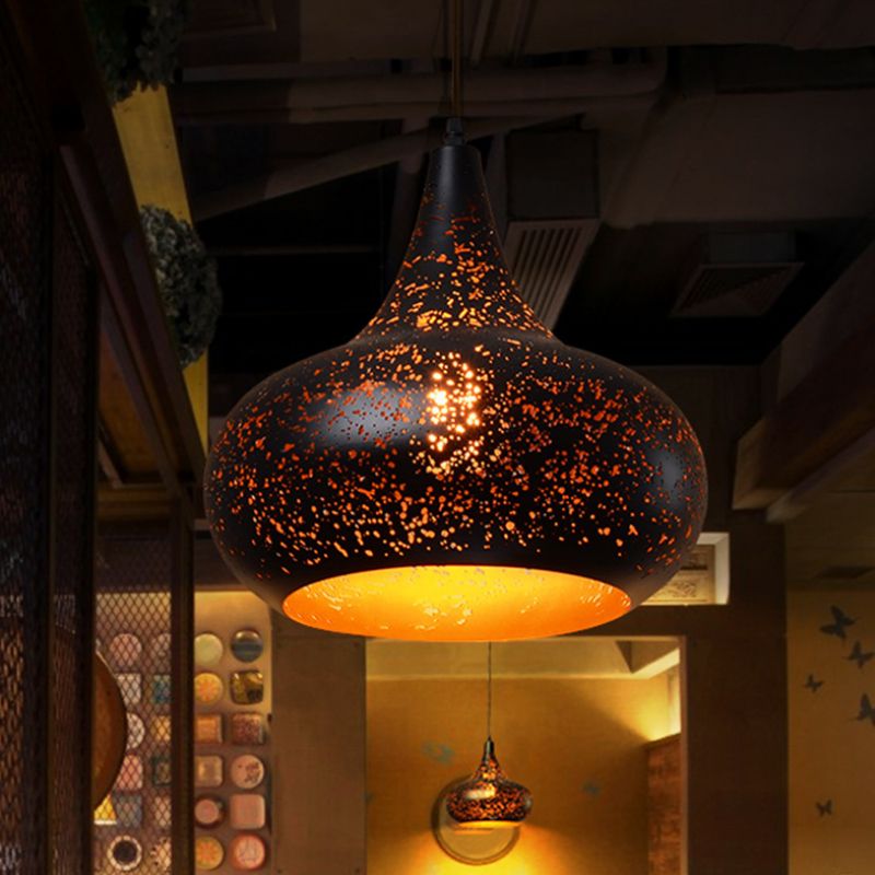 Moderne minimalistische hängende leichte, metallische Einzel-Fulb-Hängependelleuchte in Schwarz