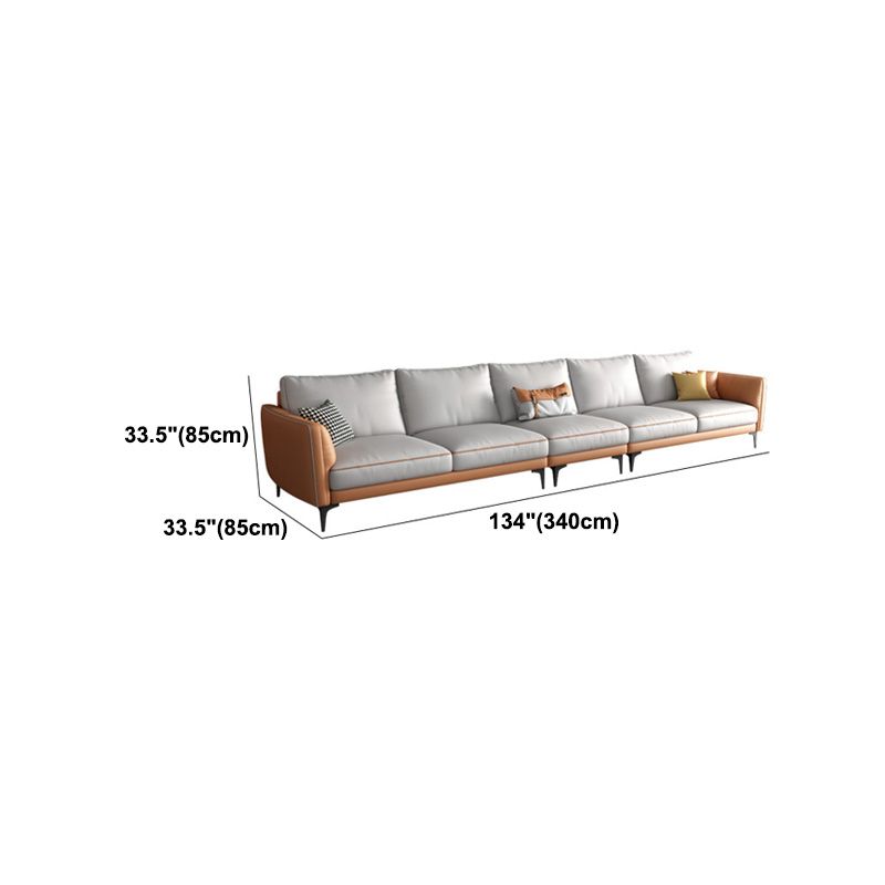 Light-grey Faux Leather Sofa/Sectional Stain-Resistant Square Arm Sofa