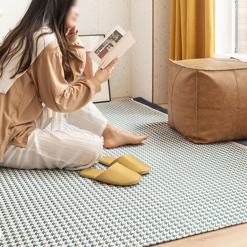 Black Modern Area Rug Houndstooth Pattern Polyester Area Carpet Stain Resistant Rug for Home Decor